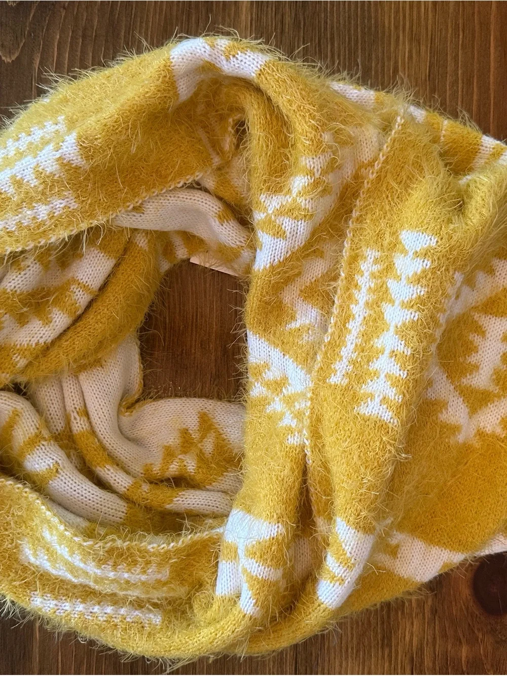 NWT Nordstrom Mustard White Reversible Aztec Infinity Scarf Boho